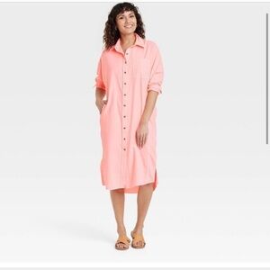 Universal Thread Pink Button-Down Midi Dress